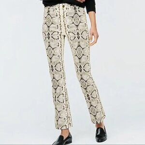 J Crew ~new ~Kickout Crop High Rise Pants in Green Snakeskin size 28